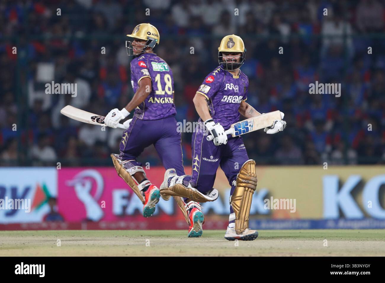 Knight Rider Running DELHI, INDIA - APRIL 29: Rinku Singh of Kolkata Knight Riders (R0 and ...