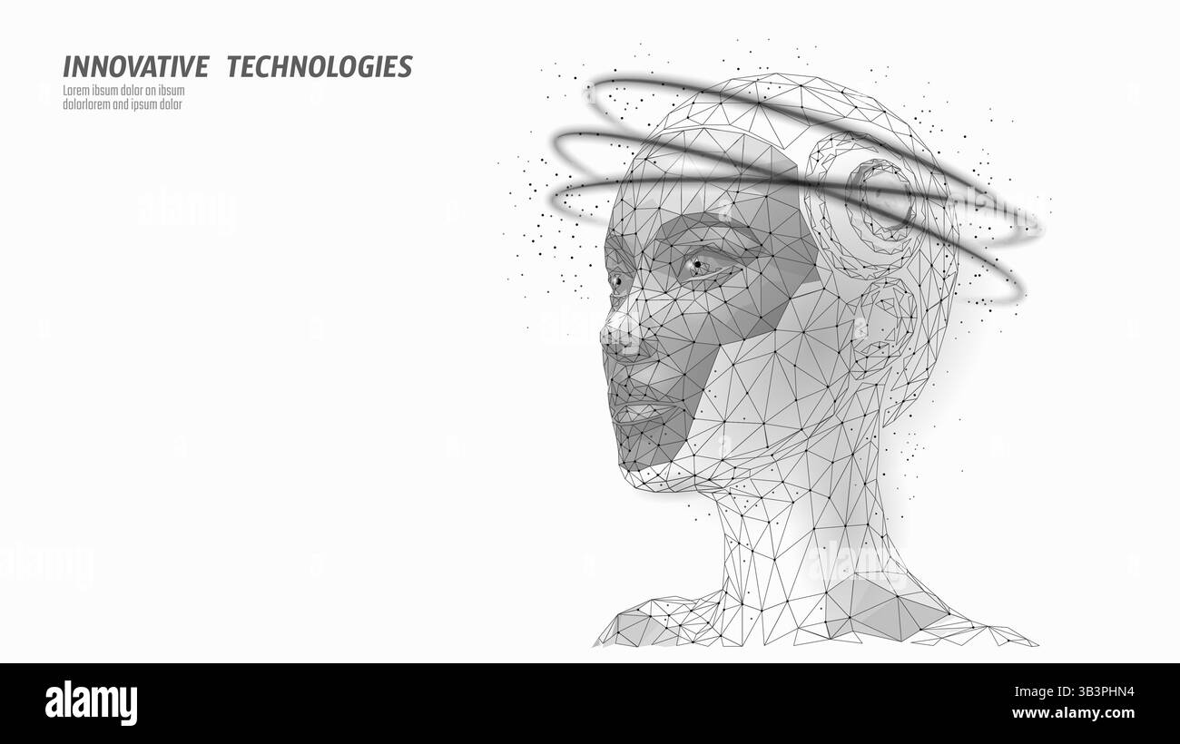 AI Cyborg woman face with messed up emotion. Error, System Alert Artificial Intelligence mistake fail technology serious system error. System Stock Vector