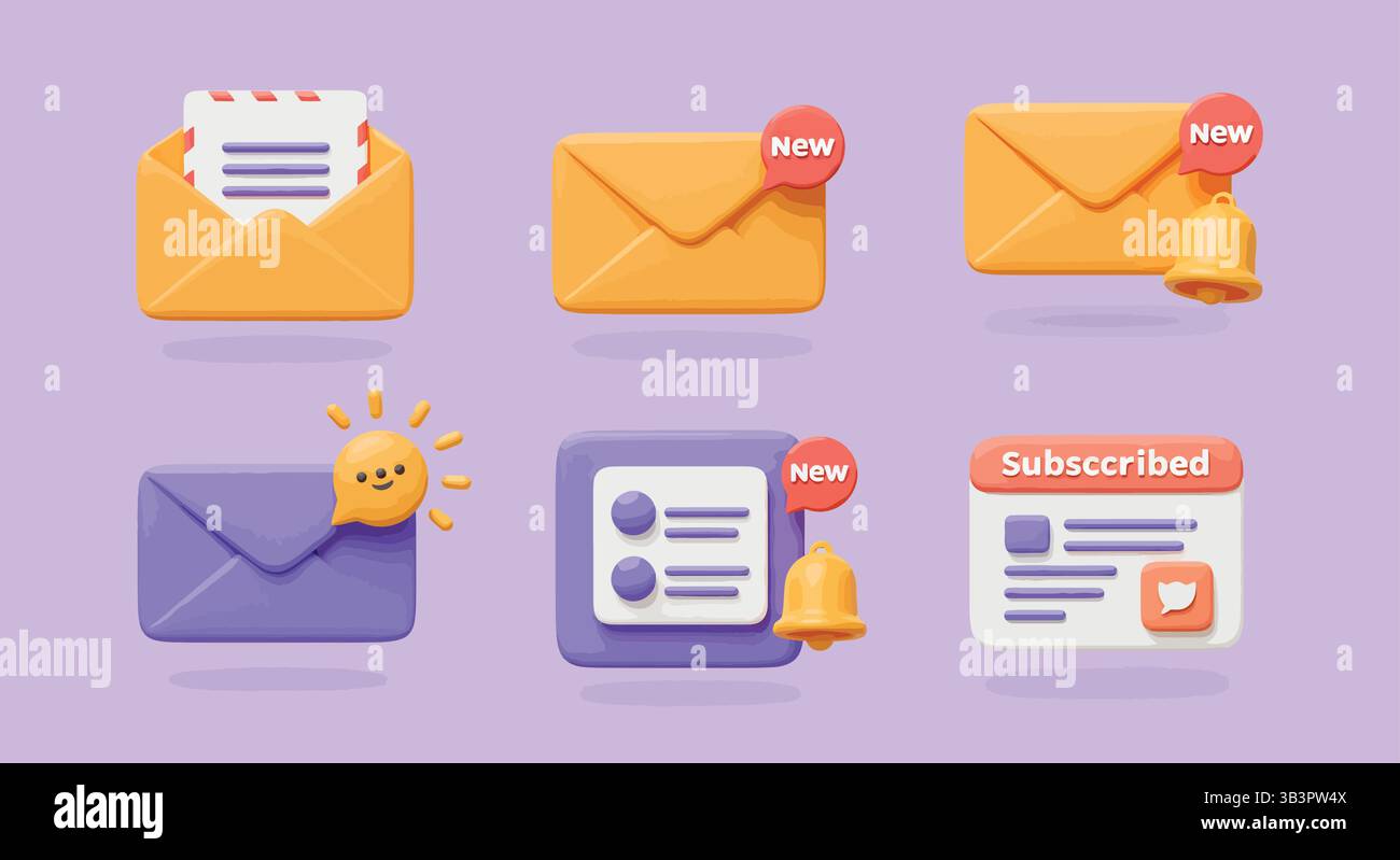 Messages and Notifications Icon Set – Chat, Alerts, Bell, Pop-up ...