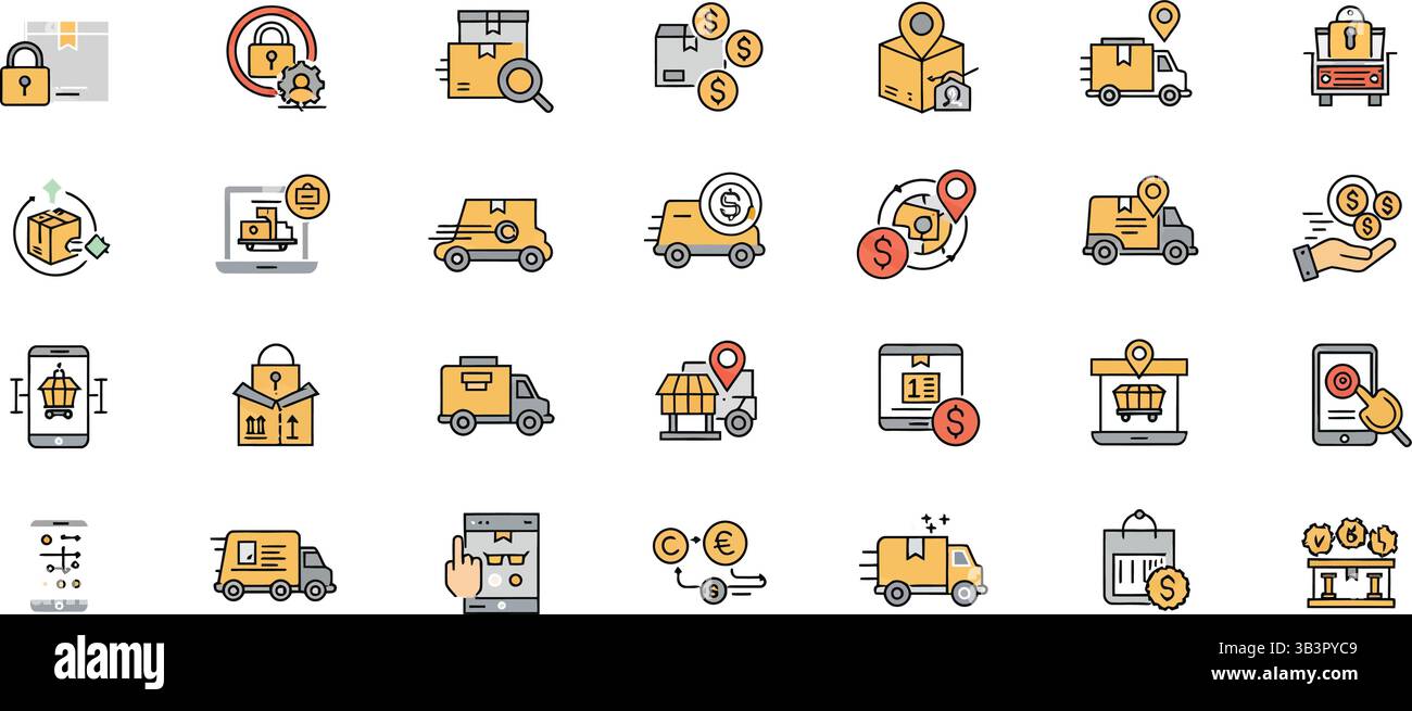 Construction Vehicles and Heavy Machinery Icons – Excavators ...