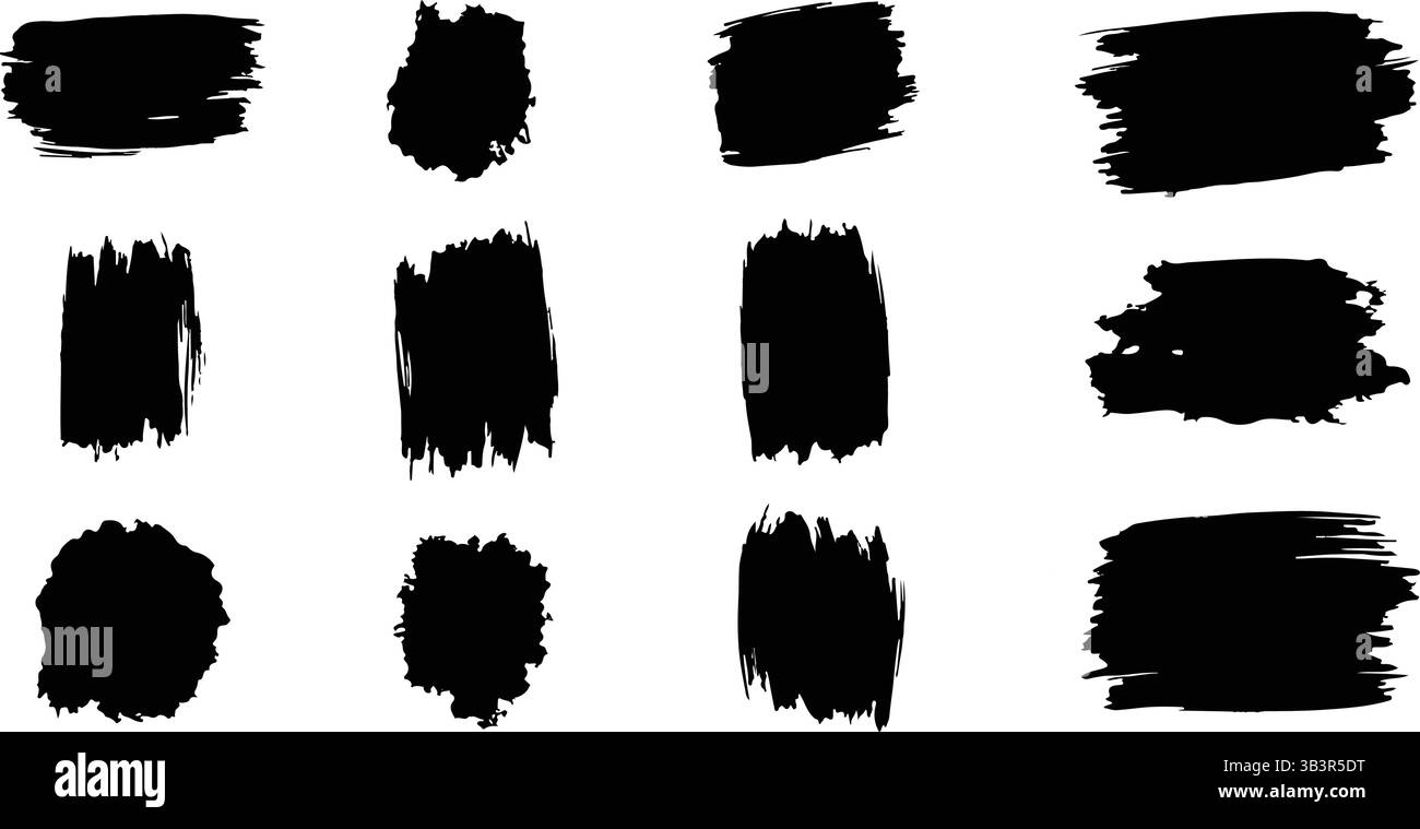 Monochrome Grunge Textures - Hand Drawn Brush Strokes & Paint Stains ...