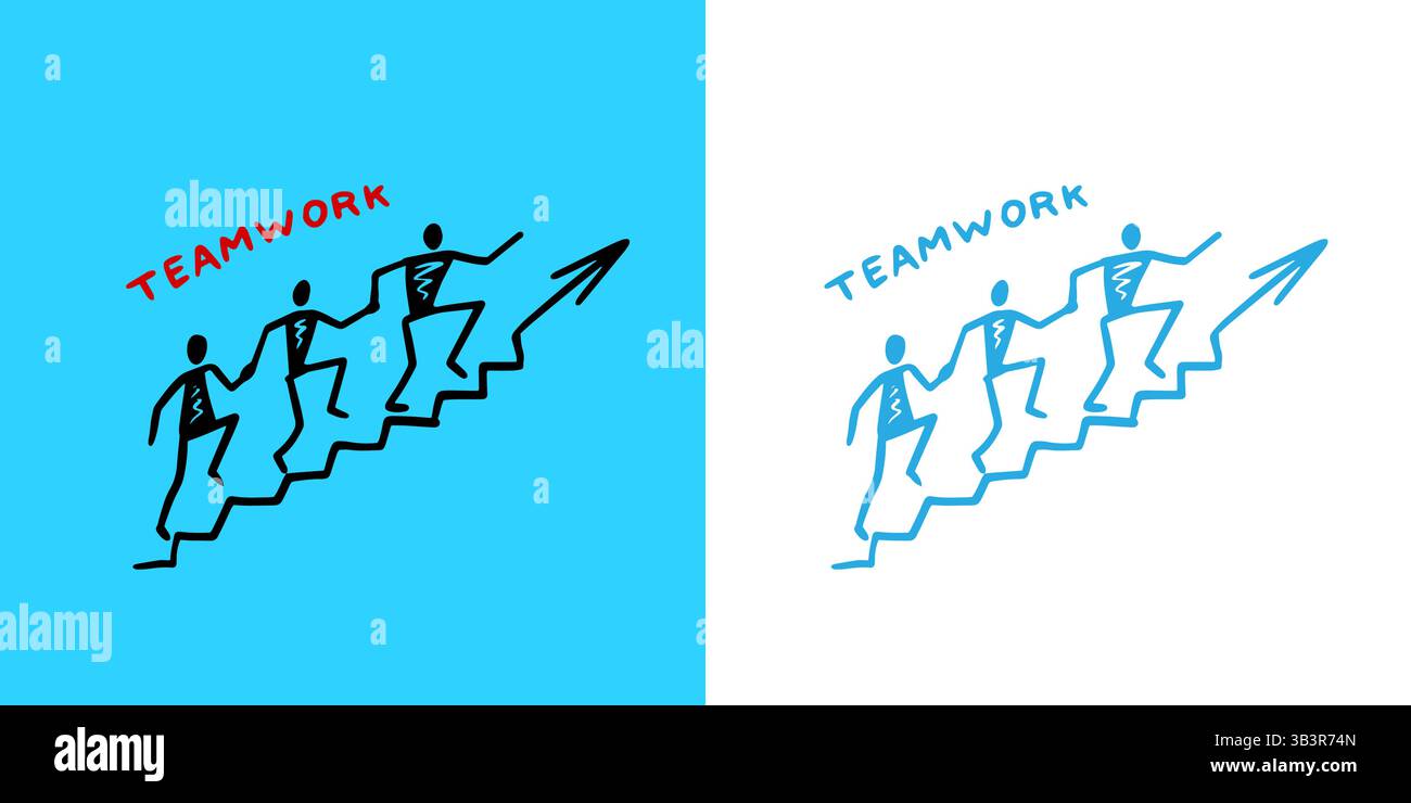 Teamwork Business doodles hand drawn icons. Management concept. Vector ...