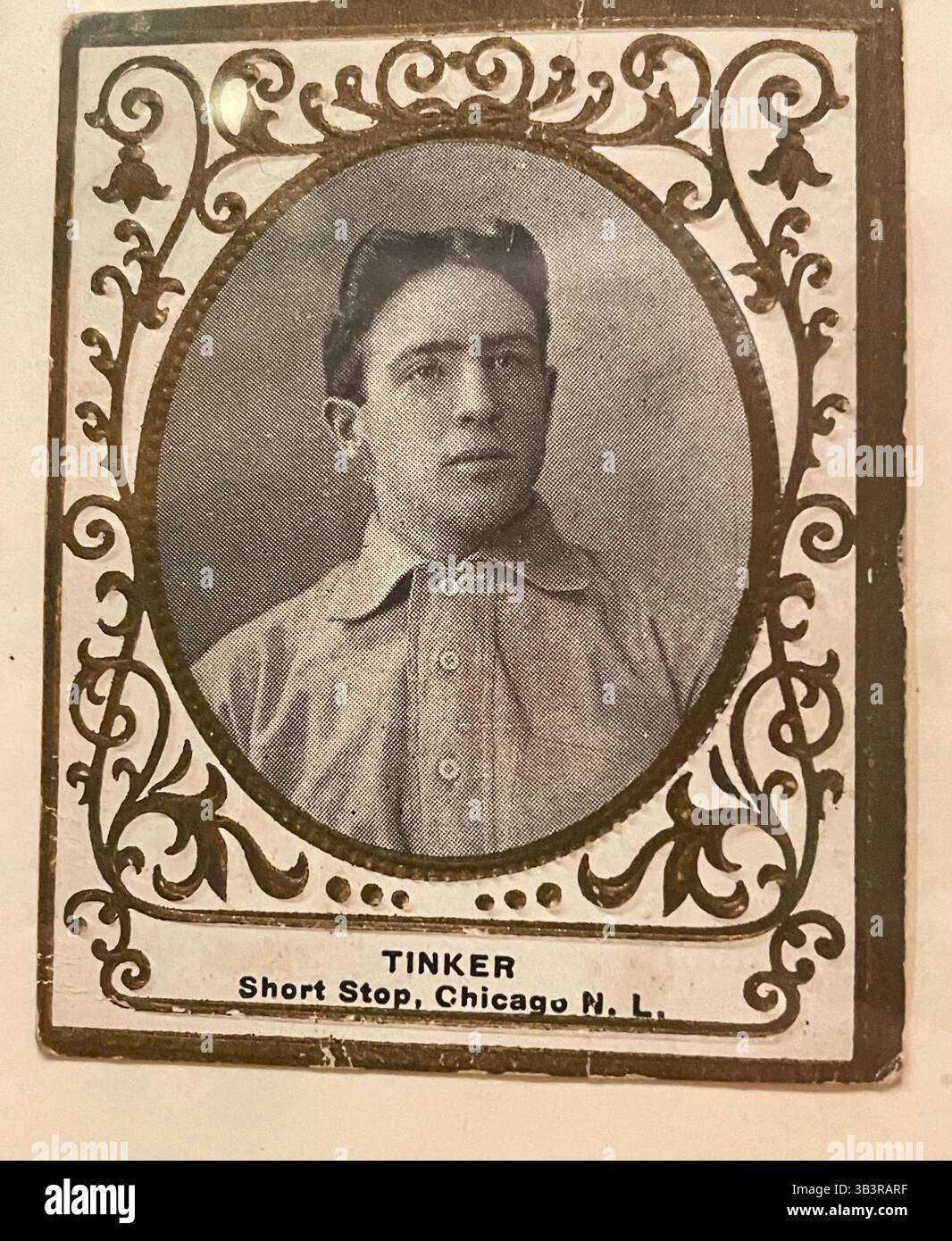 Vintage  Joe TinkerBaseball Card Display,The Metropolitan Museum of Art, NYC, USA, 2025 - Smartphone Captured Stock Image