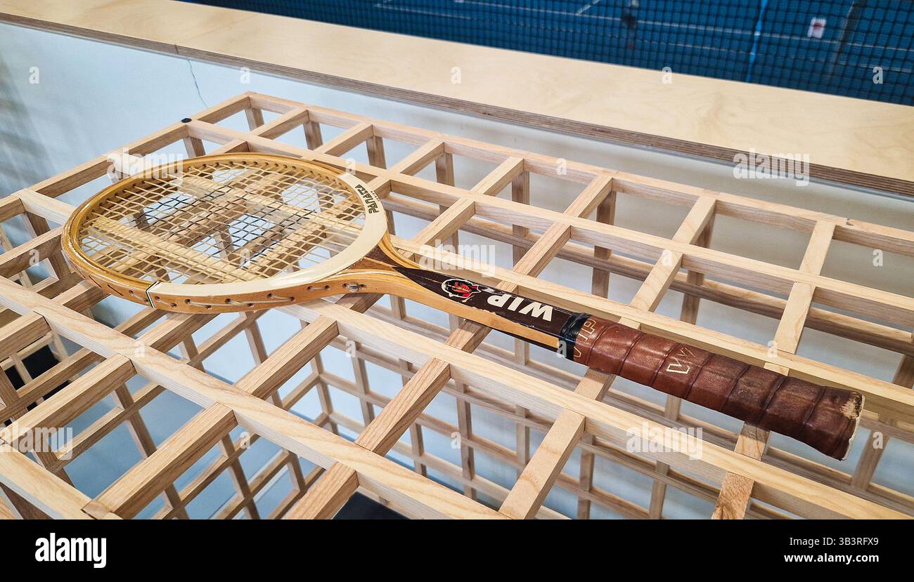 Racket WIP Panetta Autograph, 1972. Custom made tennis racket for Adriano Panetta. - Smartphone Captured Stock Image