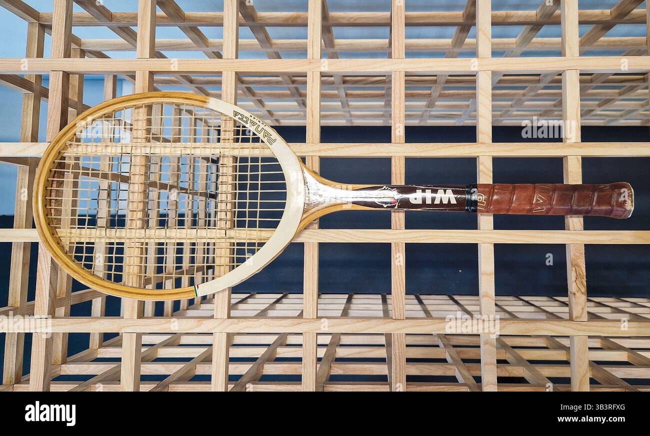 Racket WIP Panetta Autograph, 1972. Custom made tennis racket for Adriano Panetta. - Smartphone Captured Stock Image