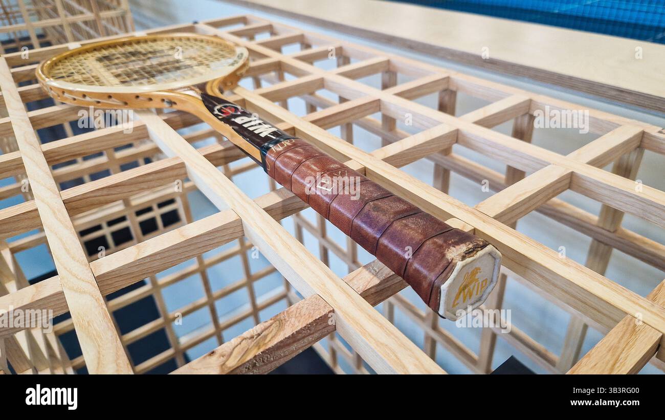 Racket WIP Panetta Autograph, 1972. Custom made tennis racket for Adriano Panetta. - Smartphone Captured Stock Image