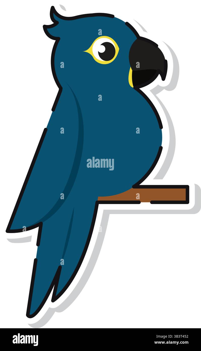 Blue parrot on branch sideview. Vector illustration Stock Vector Image ...