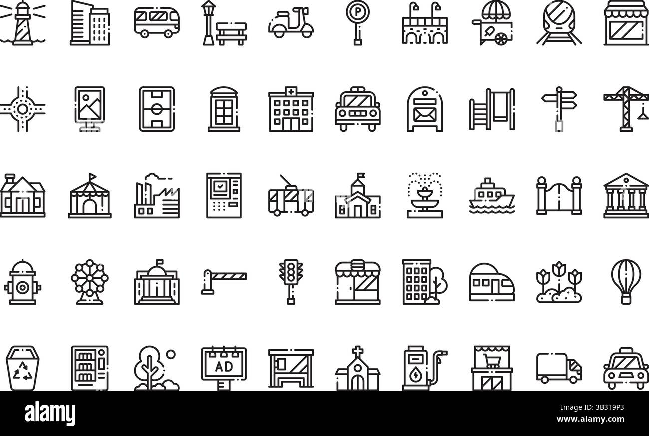 City icons Simple vector icon. Illustration symbol design template for web mobile UI element. Stock Vector