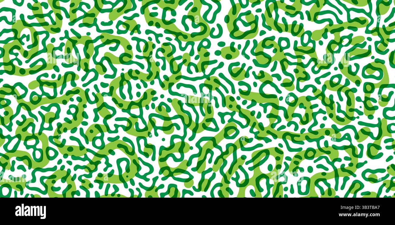 Vector Generative algorithm psychedelic background. Reaction-diffusion or turing pattern formation. Organic lines in memphis. Unique texture of homoge Stock Vector