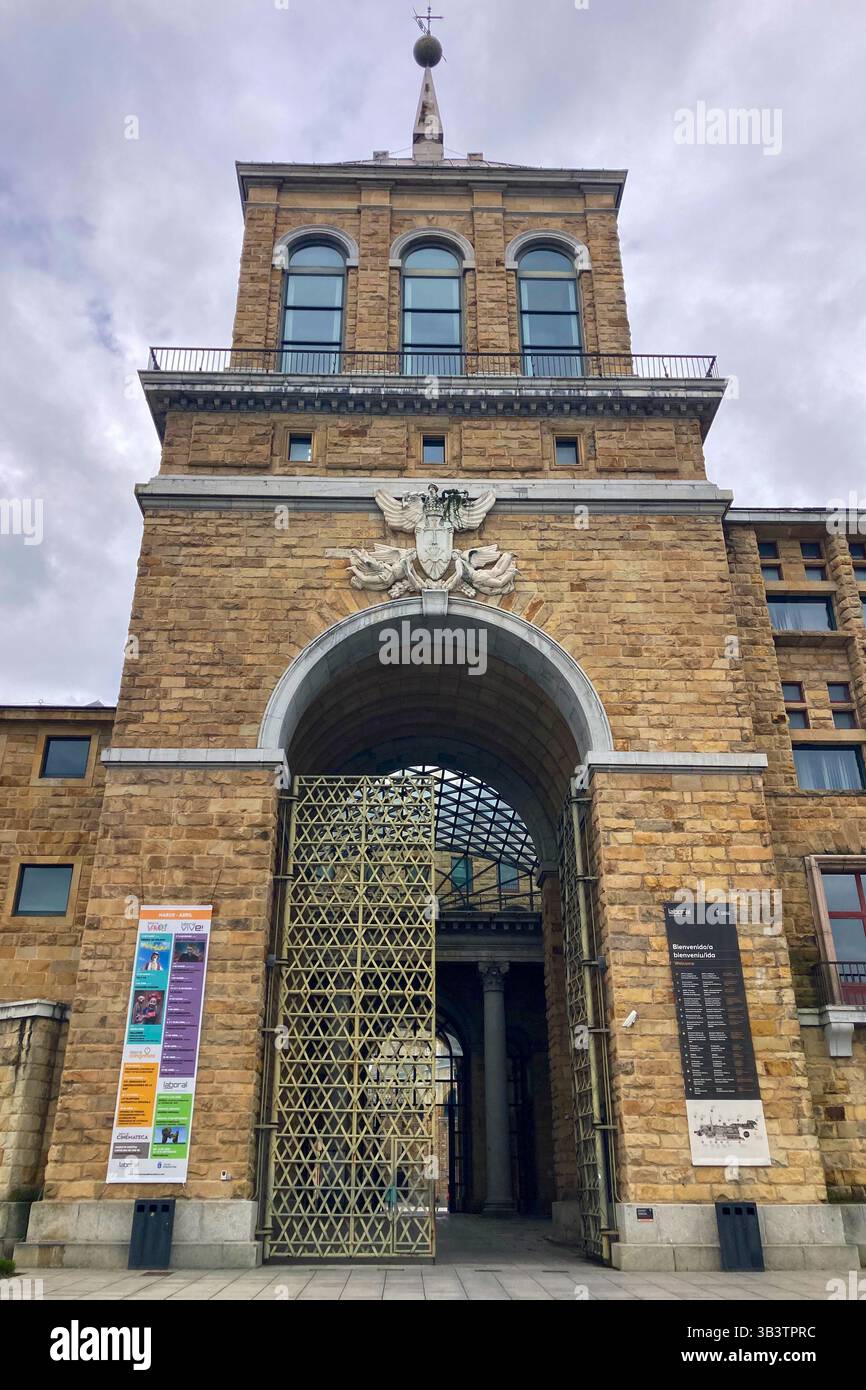 GIJON, SPAIN - APRIL  5, 2025: The Universidad Laboral de Gijón, originally constructed as an educational center for orphans - Smartphone Captured Stock Image