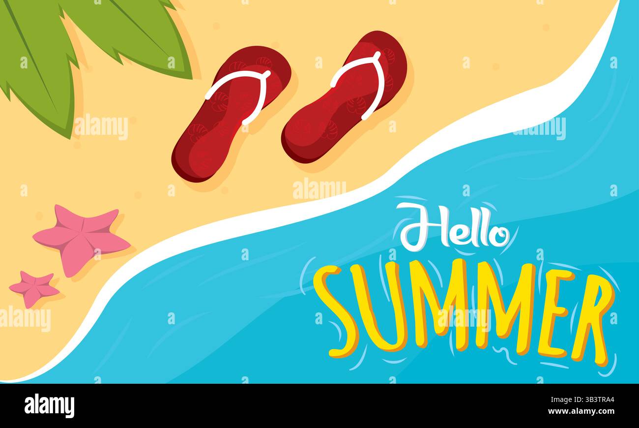 Flip flops on sandy beach. Vector illustration Stock Vector Image & Art ...
