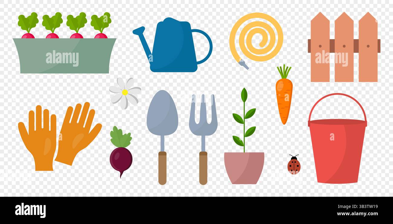 Gardening elements collection. Vector illustration Stock Vector Image ...
