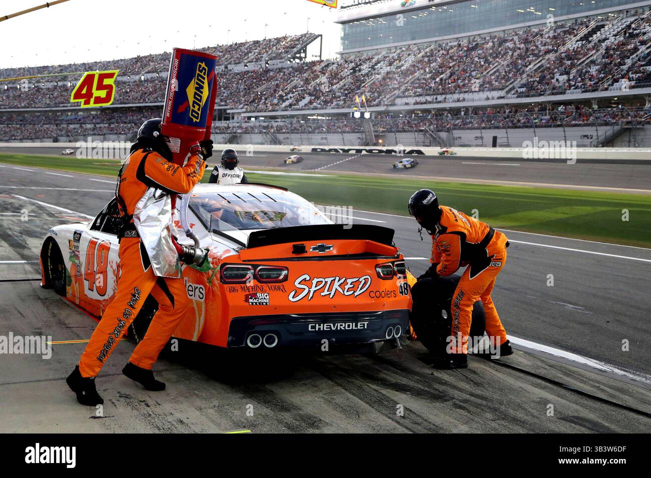 DAYTONA BEACH, FL - FEBRUARY 15: The pit crew of Nicholas Sanchez (#48 ...