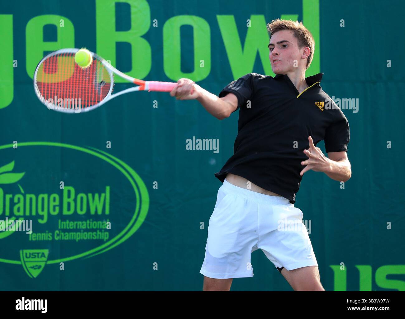 December 07, 2017: Eliot SPIZZIRRI (USA) plays in the 2017 Orange Bowl International Tennis Championship elimination rounds of Boys 16s and under, played at the Frank Veltri Tennis Center in Plantation, Florida, USA. Mario Houben/CSM(Credit Image: &copy; Mario Houben/CSM via ZUMA Wire) Stock Photo