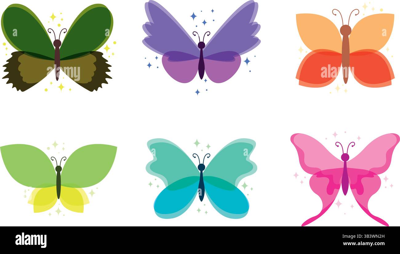 Set of colored butterfly icons. Vector illustration Stock Vector Image ...
