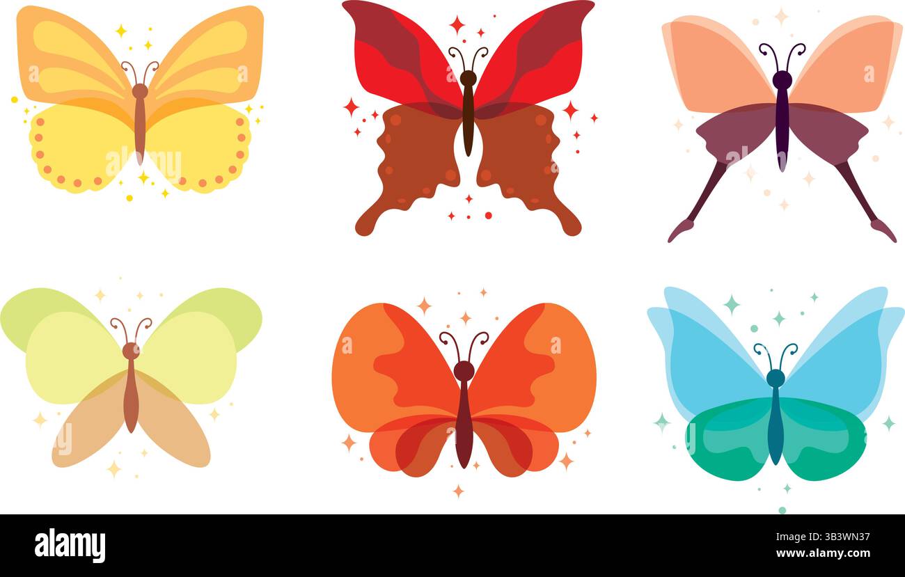 Set of colored butterfly icons. Vector illustration Stock Vector Image ...