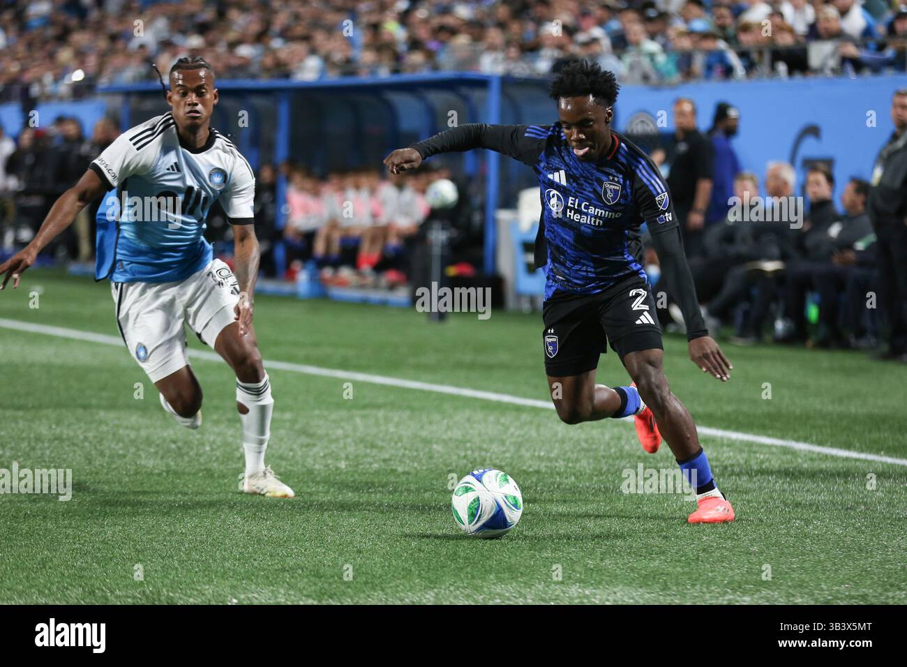 Charlotte, NC, USA. 22nd Mar, 2025. San Jose Earthquakes defender Jamar ...