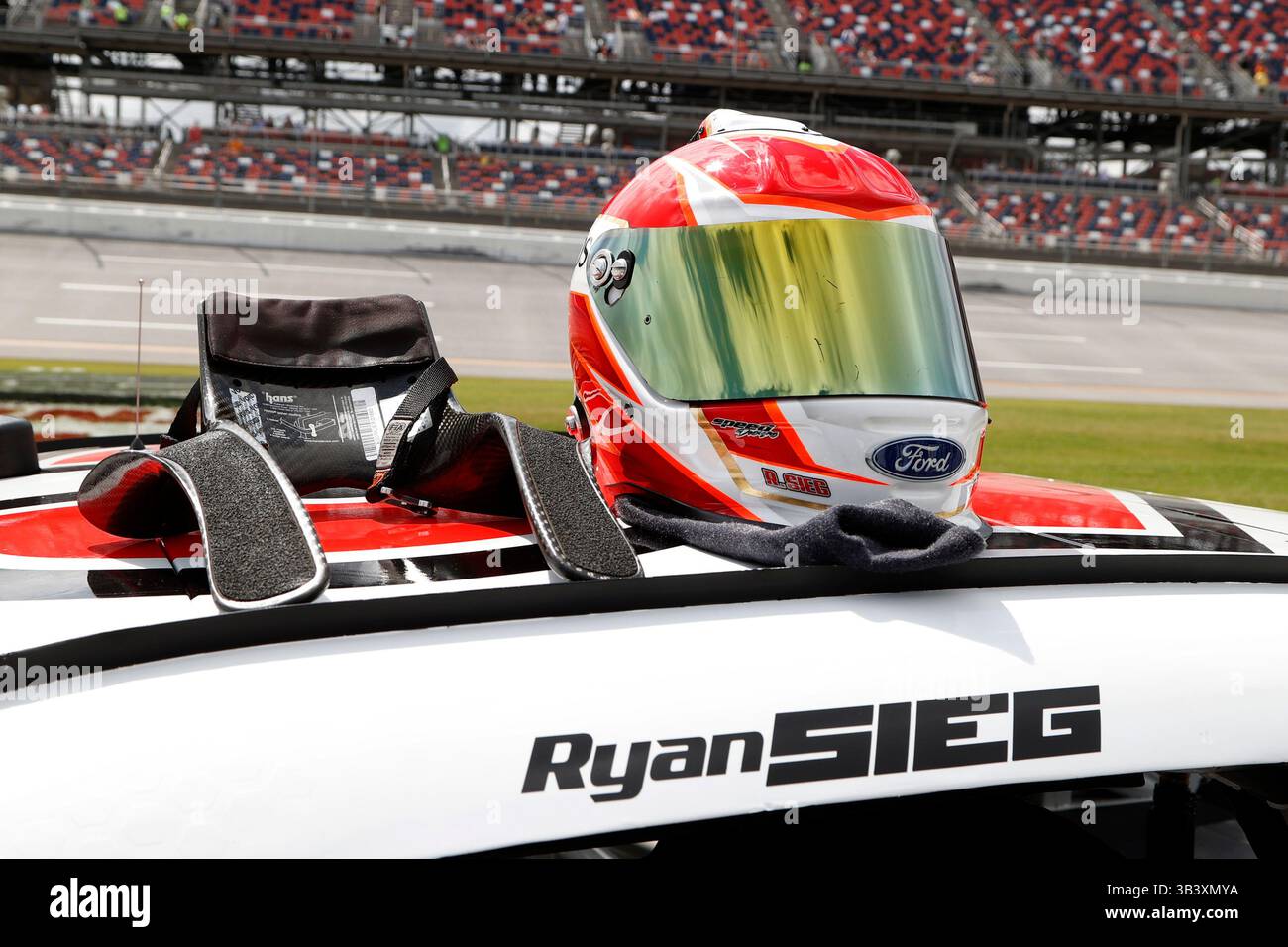 TALLADEGA, AL - APRIL 26: The helmet of Ryan Sieg (#39 RSS Racing Sci ...