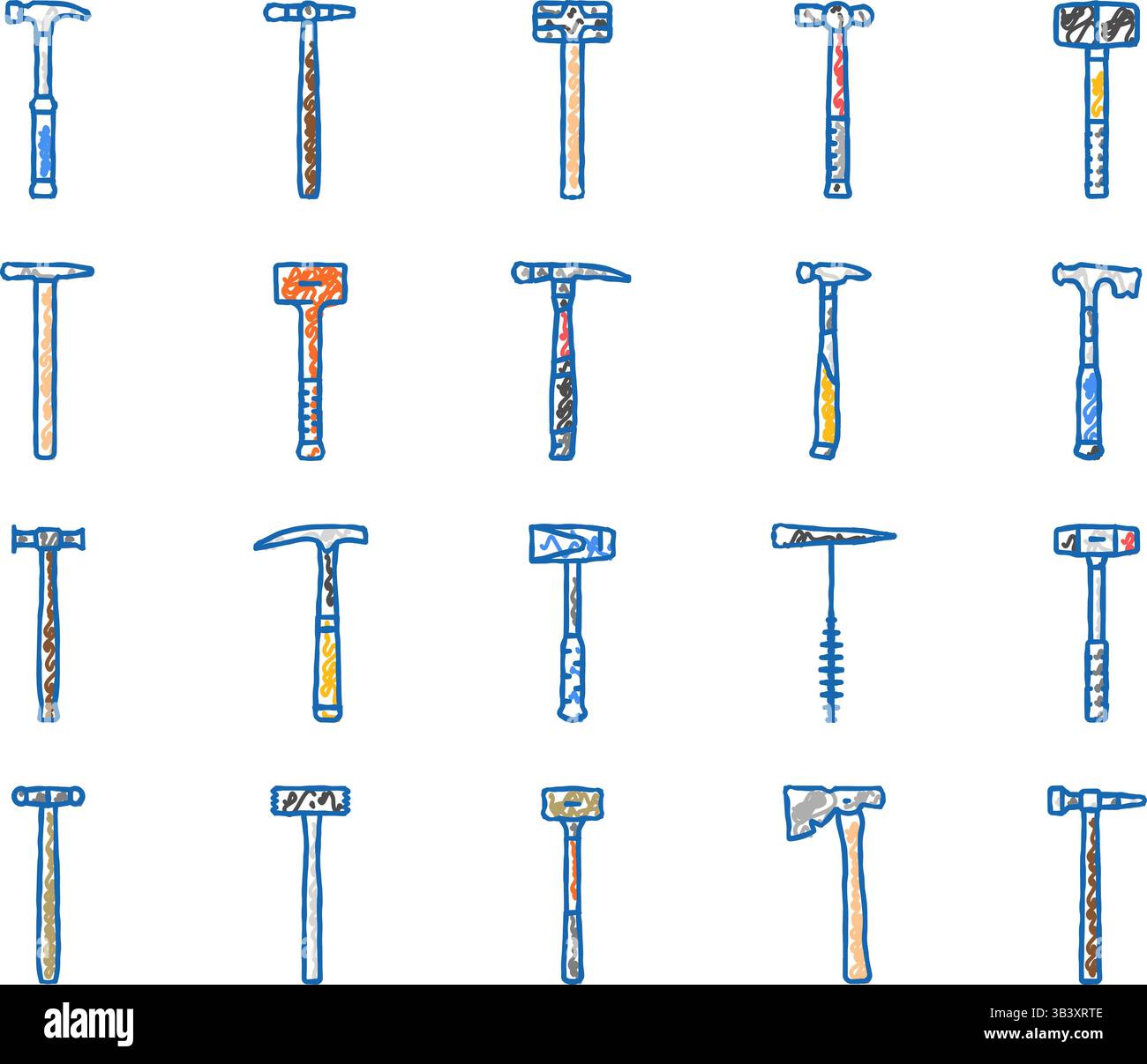 hammer tool construction icons hand drawn Stock Vector Image & Art - Alamy