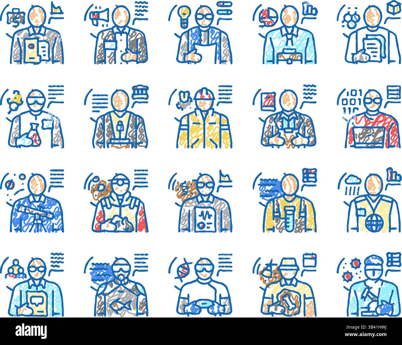 scientist laboratory lab science icons hand drawn Stock Vector Image ...
