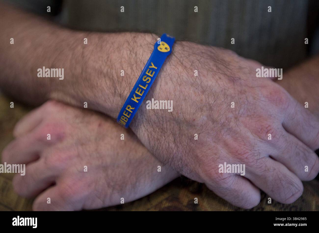 July 9, 2015 - Euless, TX, USA - Steve Roberts is seen at his home in Euless, Texas, on Thursday, July 9, 2015. Roberts is a volunteer for the Compassionate Friends conference for grieving parents and families in the death of children. His daughter, Kelsey, 11, was smothered by her mother at their home on Aug. 5, 2005. (Credit Image: © Joyce Marshall/TNS/ZUMA Wire) Stock Photo