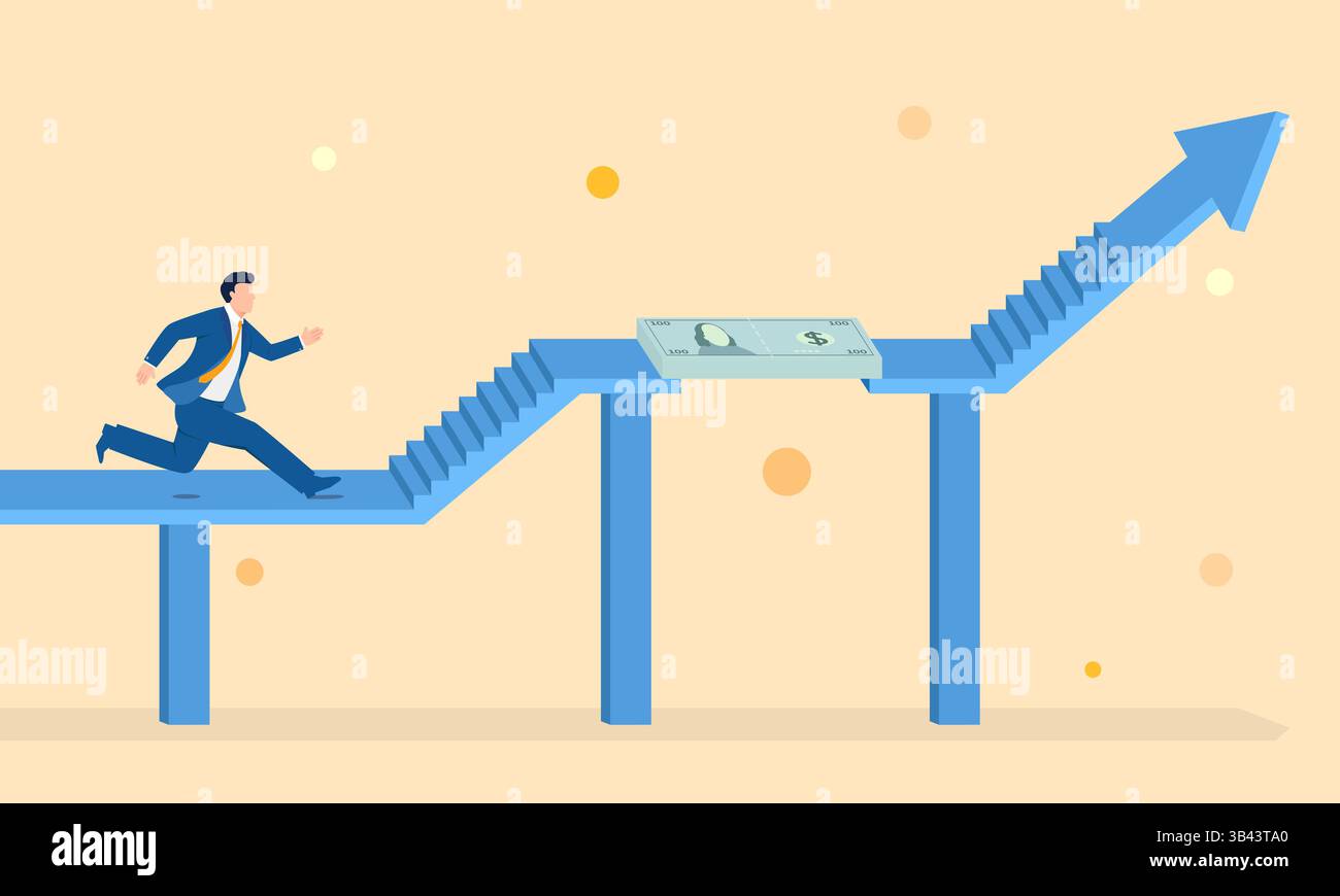 Vector concept illustration of bridge financing Stock Vector