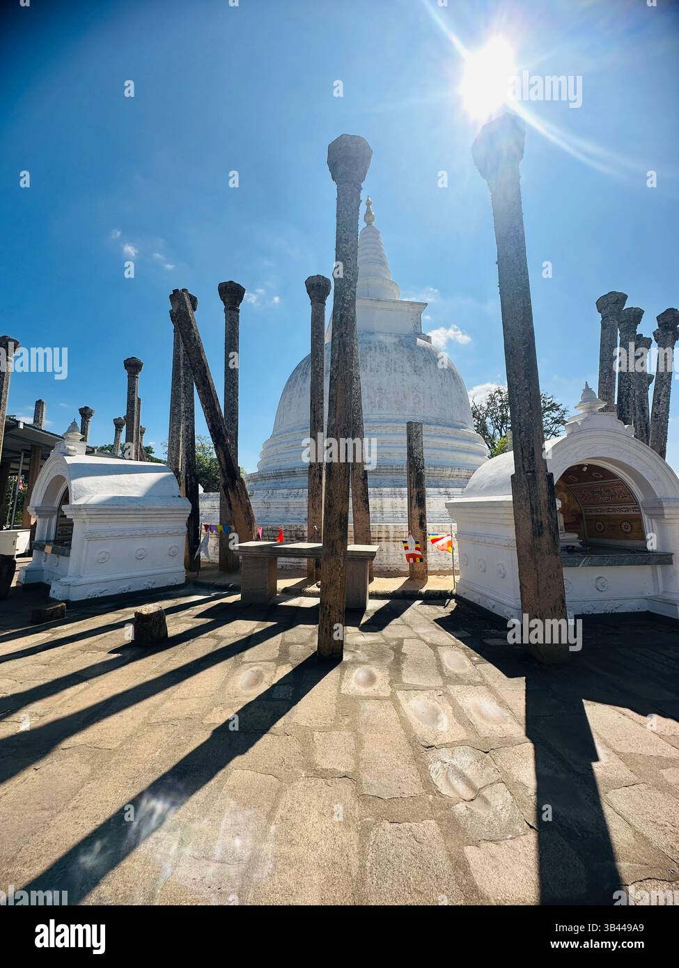 Thuparamaya Stupa in Anuradhapura, Sri Lanka, stands as the island's oldest Buddhist shrine, dating back to the 3rd century BCE. - Smartphone Captured Stock Image