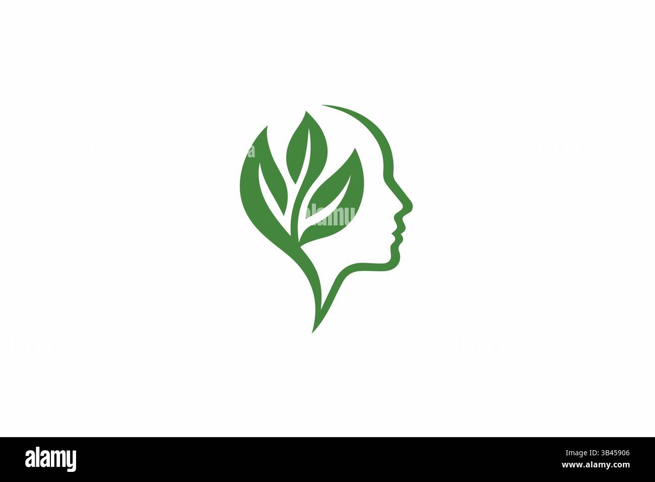 Green Health Mind and Brain Care Logo  Mental Wellness, Nature, and Emotional Balance Stock Vector
