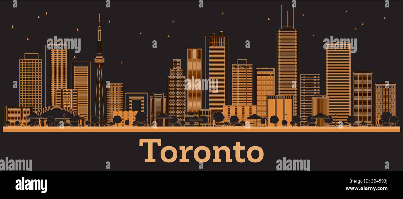 Outline Toronto Canada City Skyline with orange Buildings. Vector ...