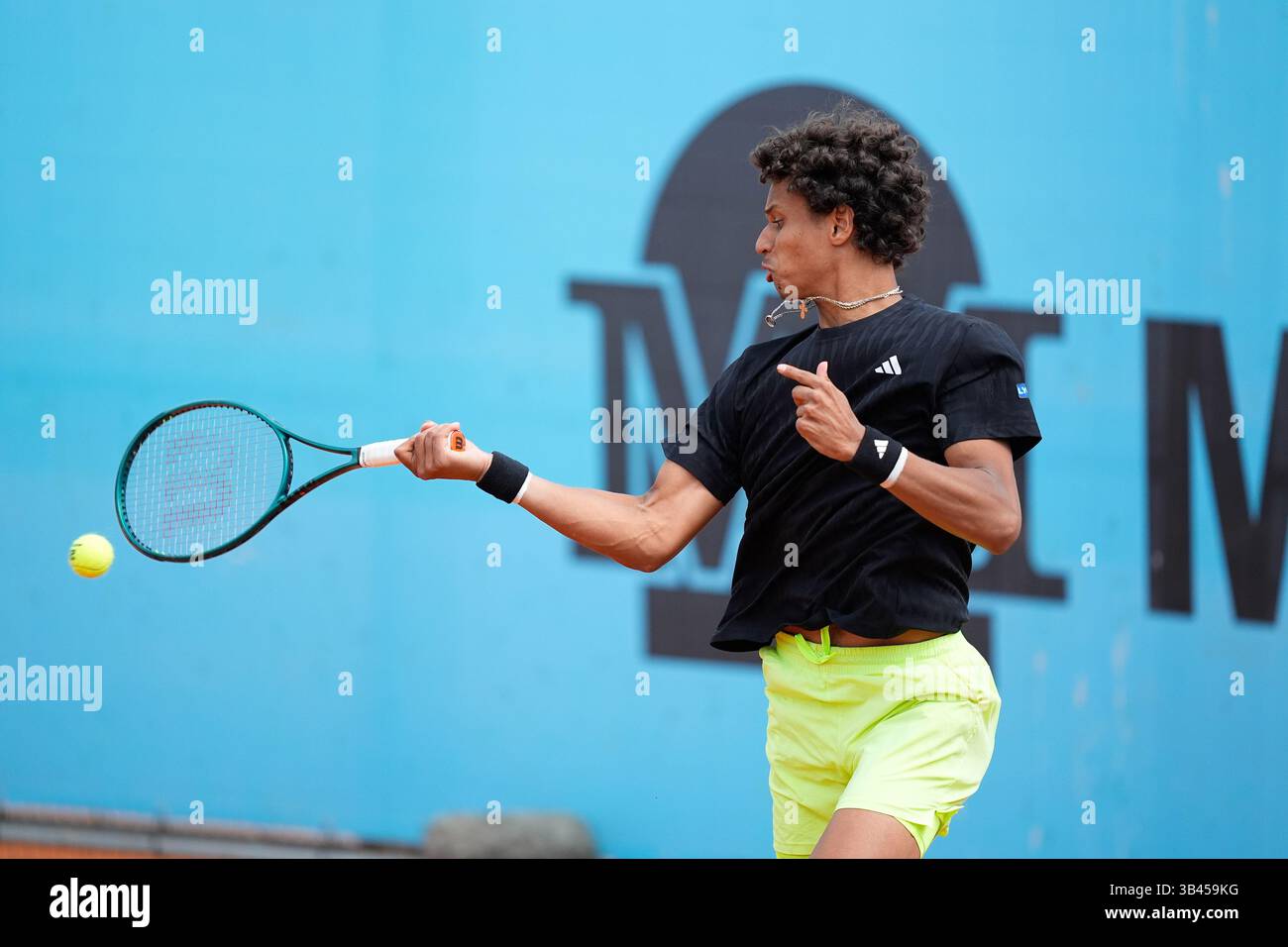 Gabriel Diallo of Canada plays against Cameron Norrie of Great Britain