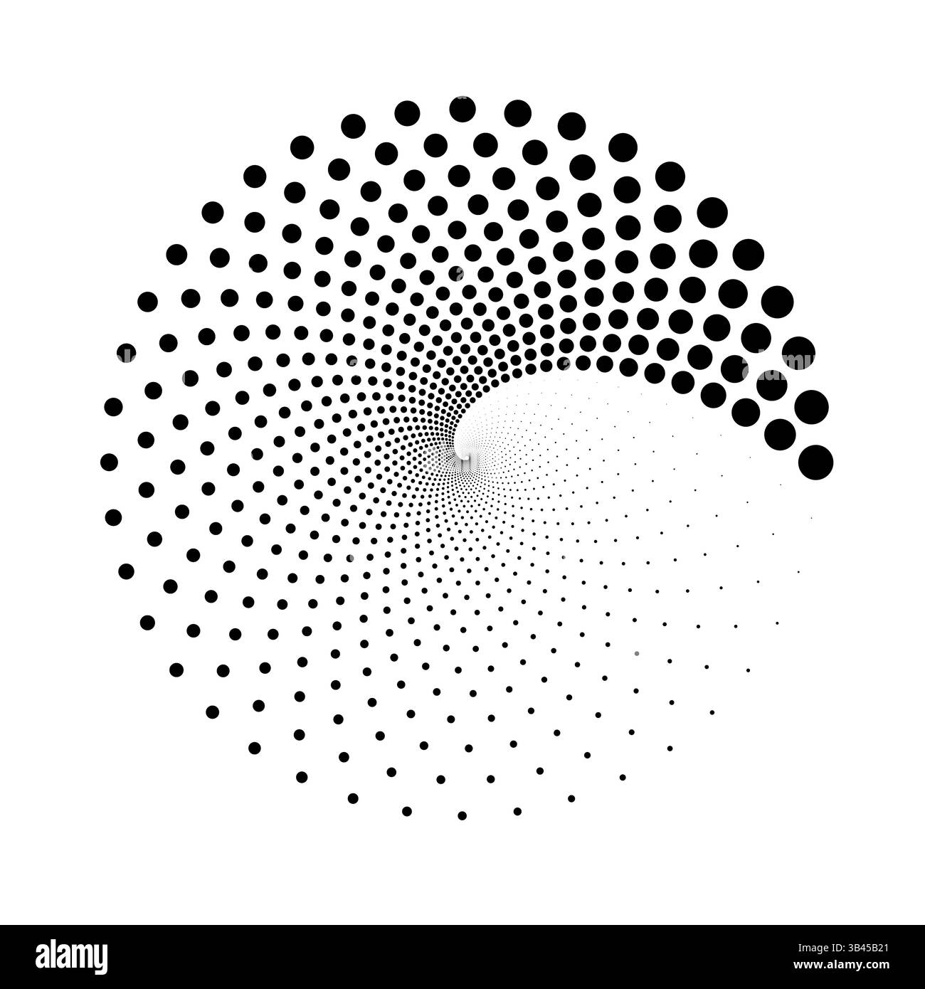 Decreasing Visual Patterns Abstract black halftone spiral pattern with dots decreasing in size ...