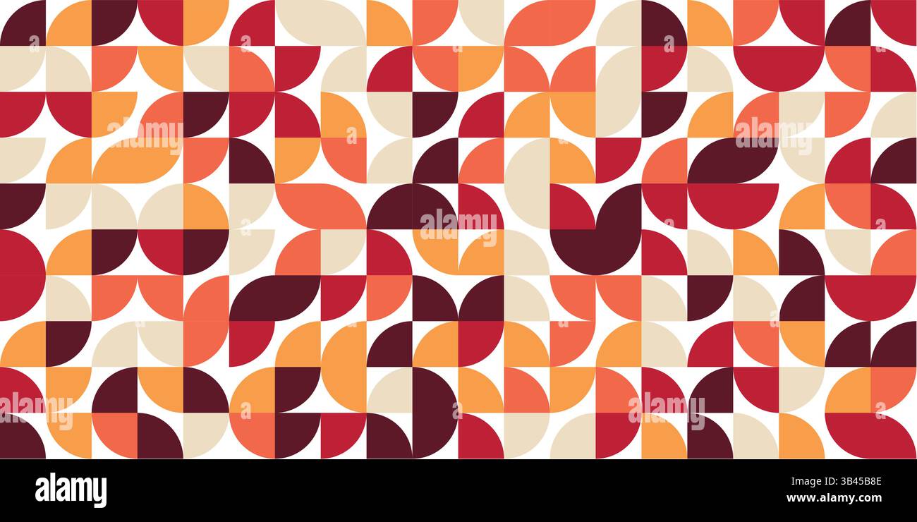 Repeating half circle tile pattern in warm red, orange, and beige on ...