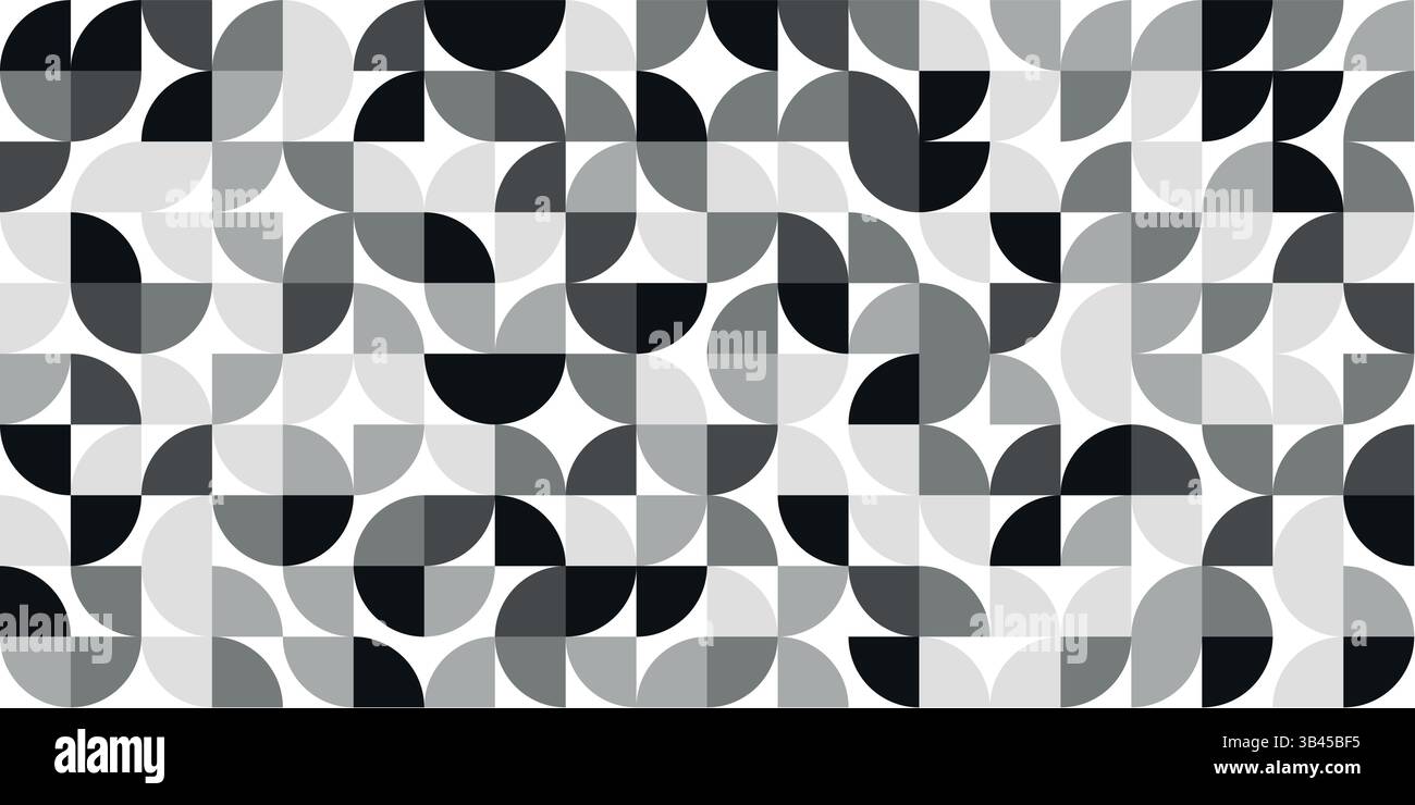 Nested Arcs Pattern Seamless grayscale tile pattern using abstract arcs and half-circles in ...