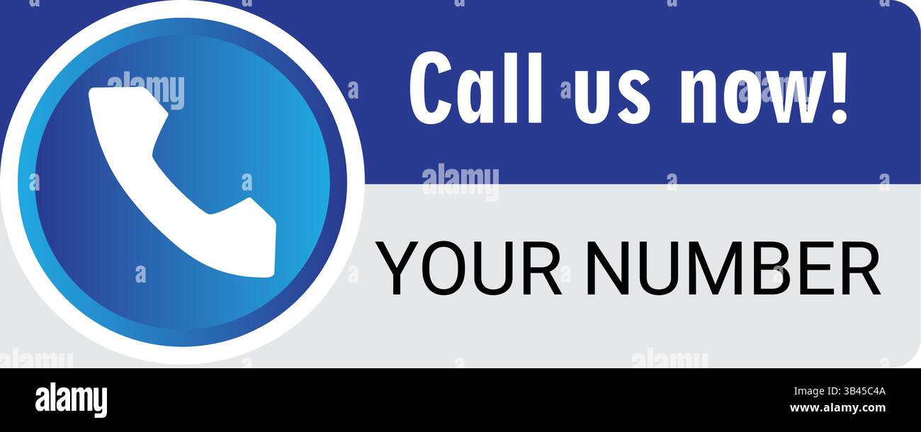 blue phone call icon with text call us now and your number, vector ...