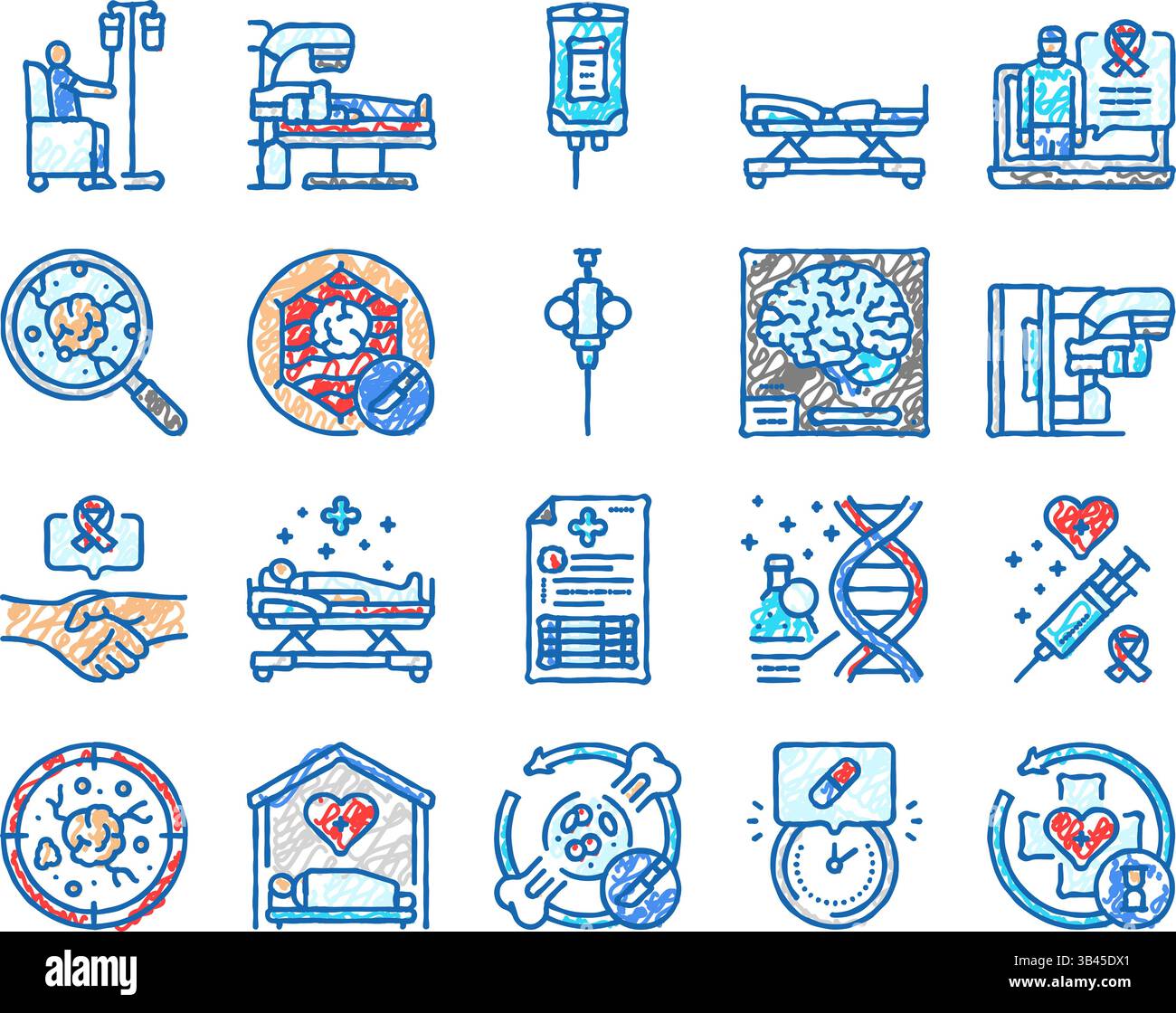 cancer treatment chemotherapy icons hand drawn Stock Vector Image & Art ...