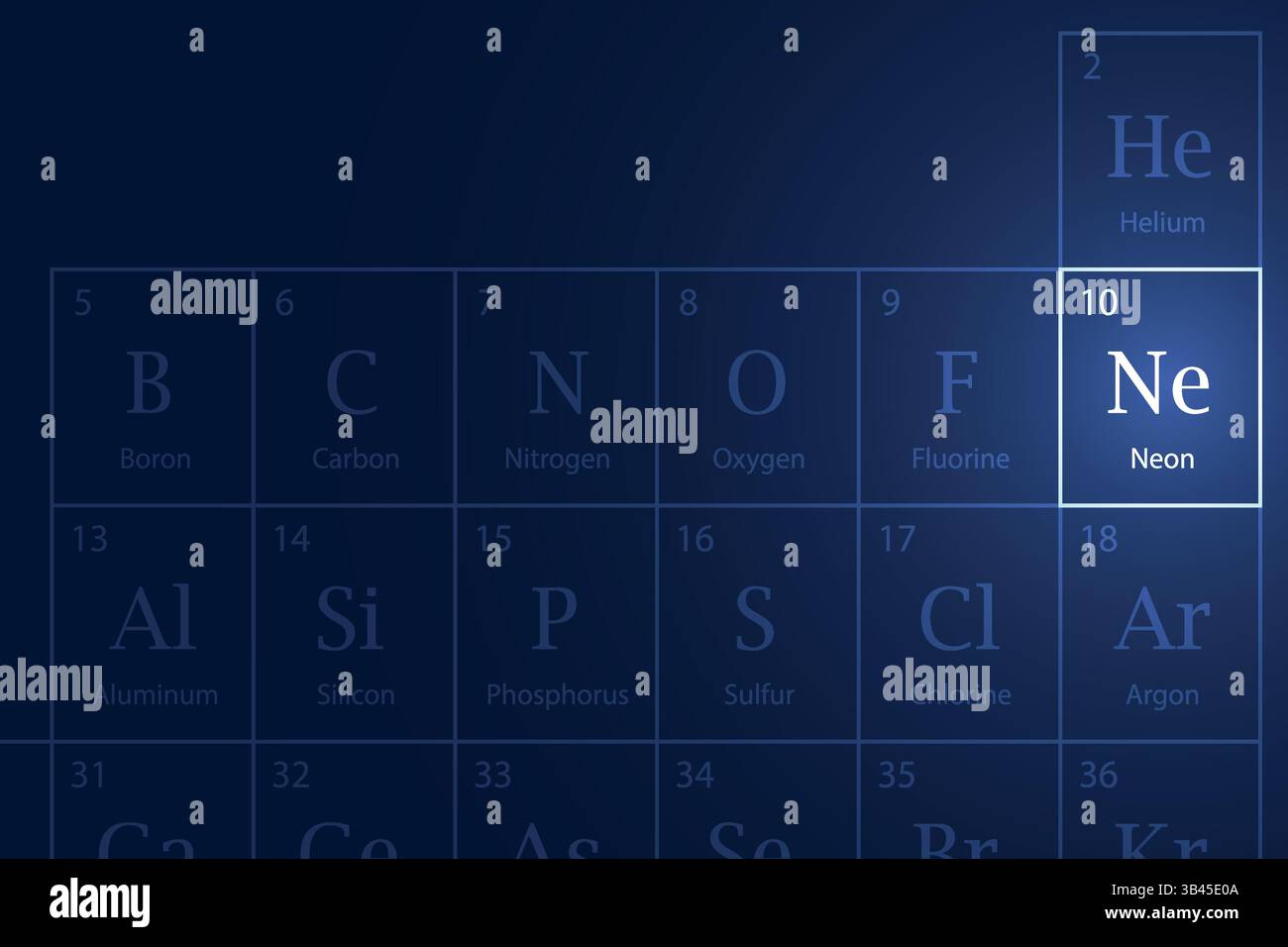 Neon highlighted element in periodic table with glowing effect Stock ...