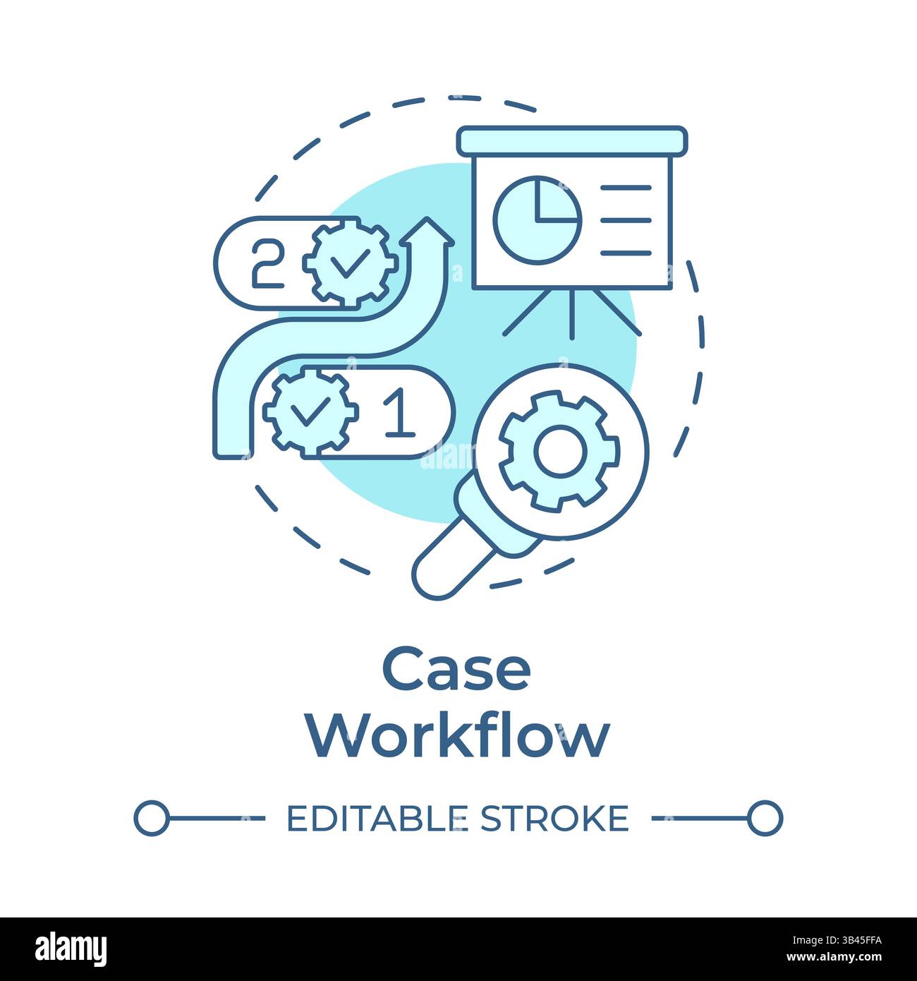Case workflow soft blue concept icon Stock Vector