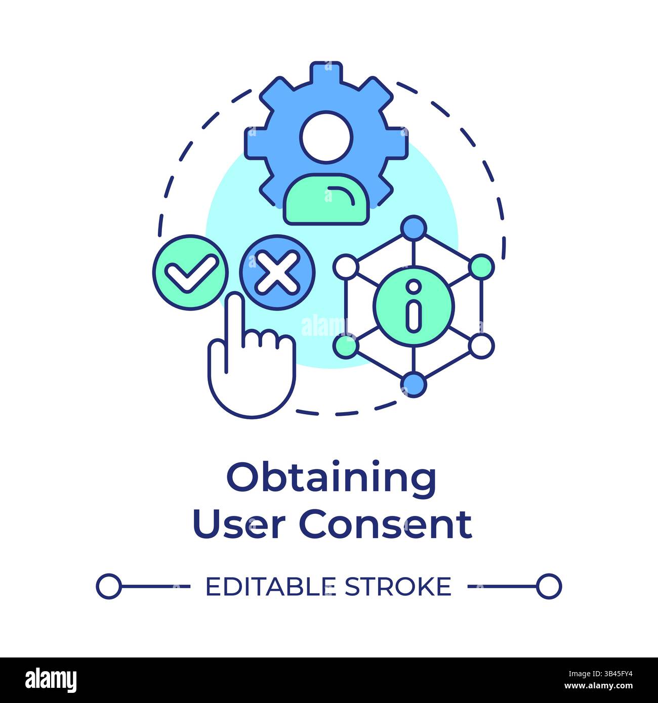 Obtaining user consent multi color concept icon Stock Vector