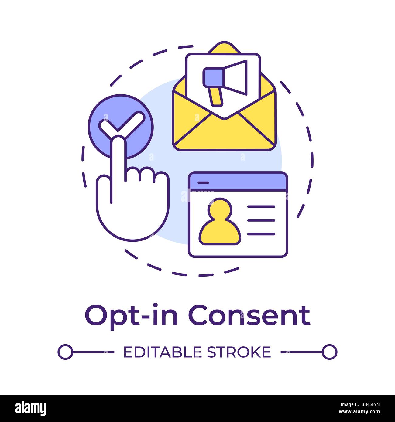 Opt in consent multi color concept icon Stock Vector