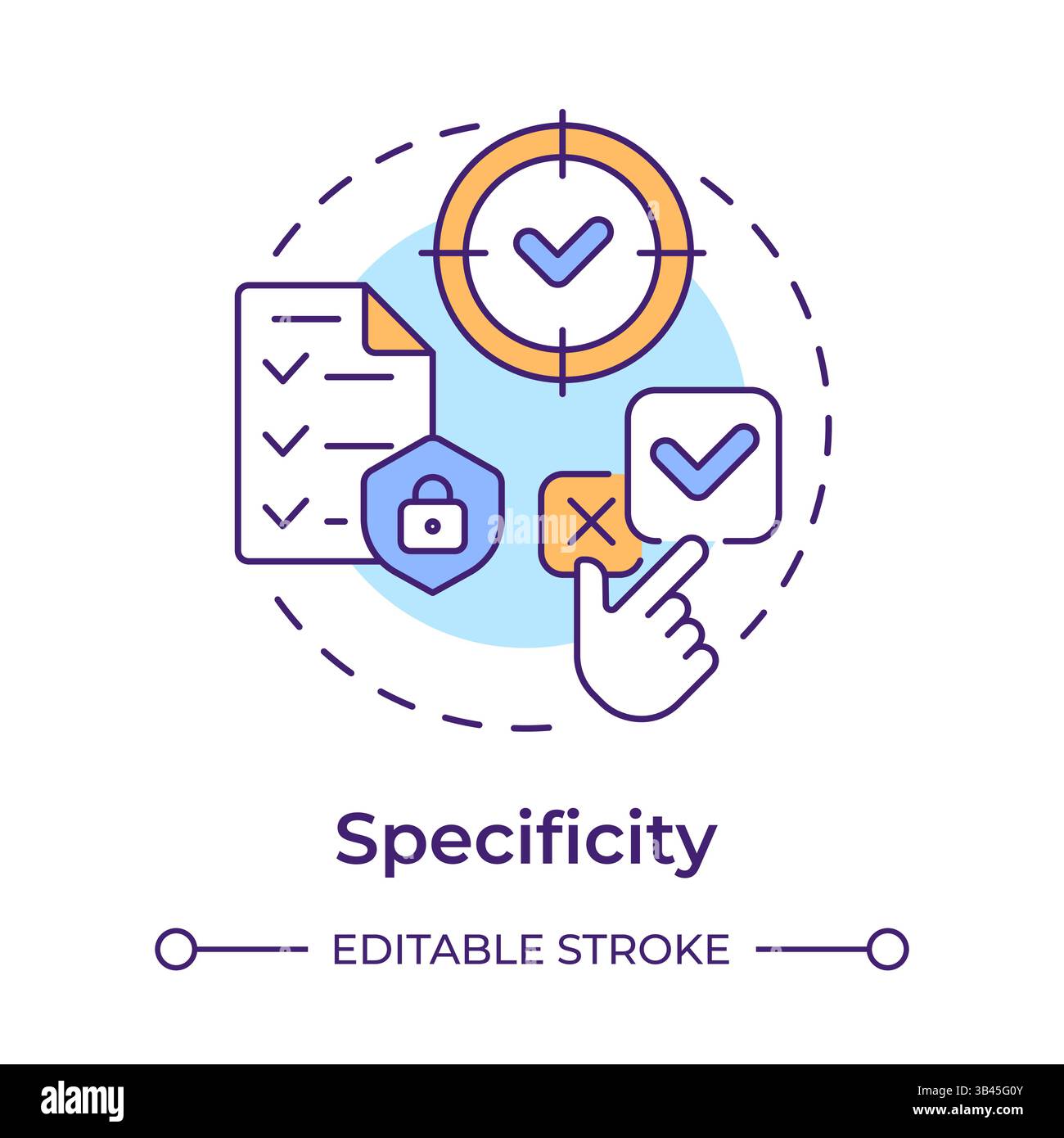 Specificity multi color concept icon Stock Vector