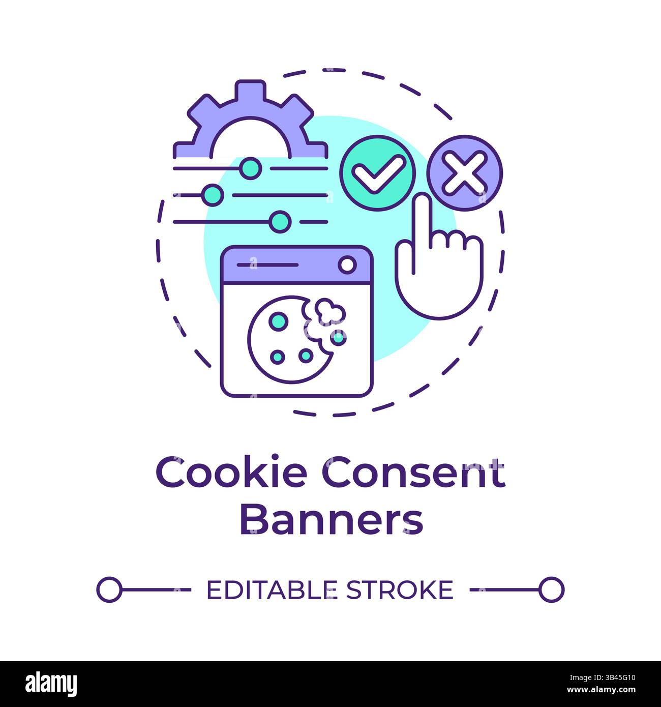 Cookie consent banners multi color concept icon Stock Vector