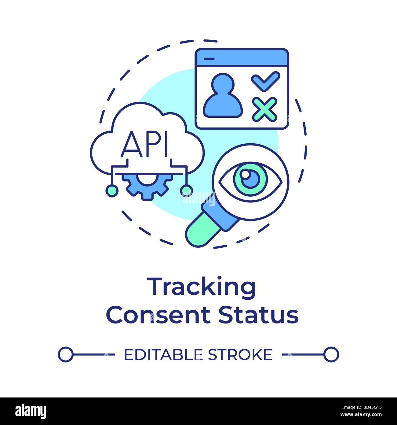 Tracking consent status multi color concept icon Stock Vector