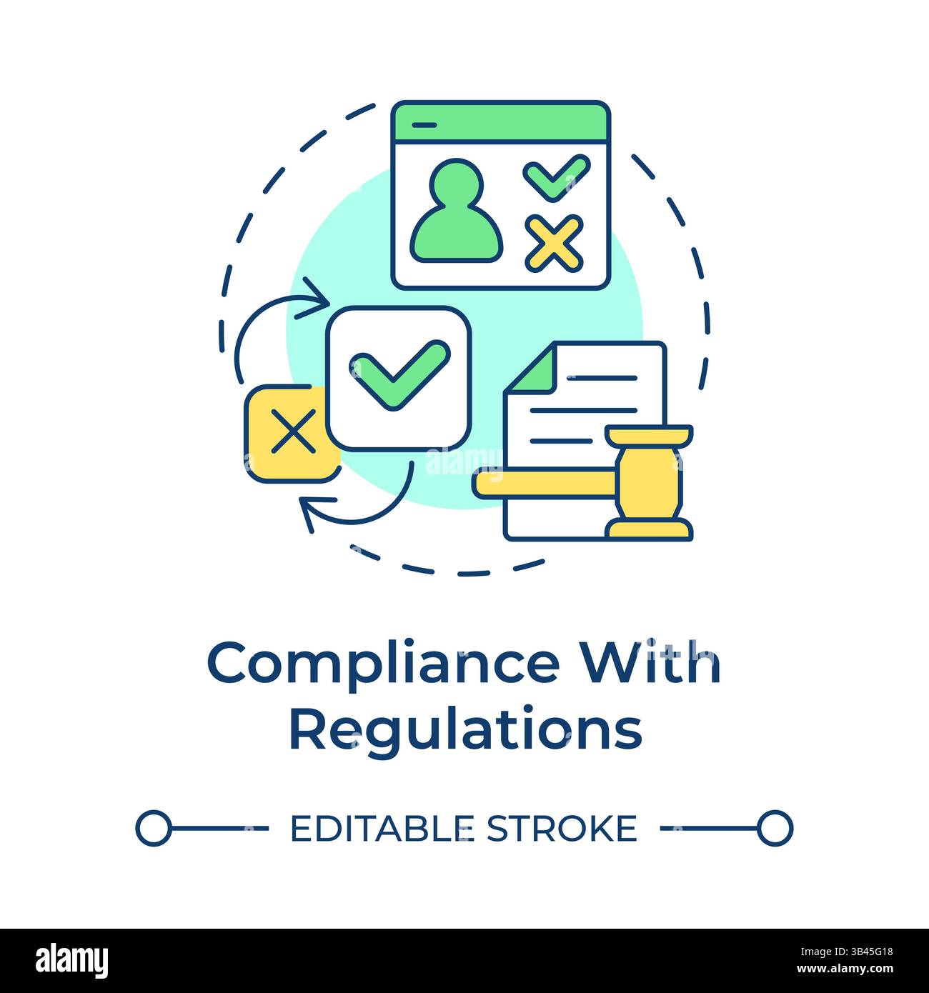 Compliance with regulations multi color concept icon Stock Vector