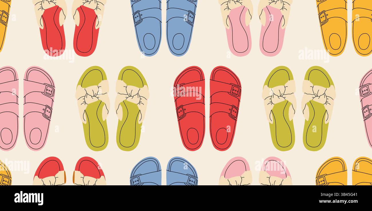 Seamless pattern with summer women's shoes Stock Vector