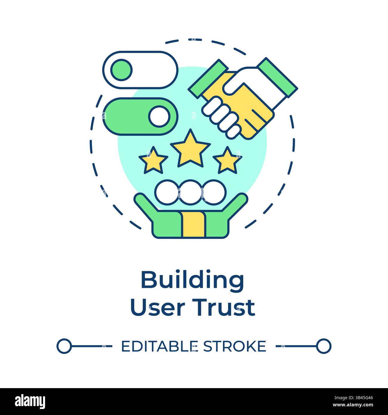 Building user trust multi color concept icon Stock Vector