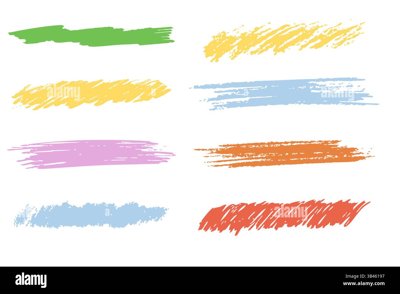 Crayon underline stroke brush mark, grunge textured hand drawn sketch ...