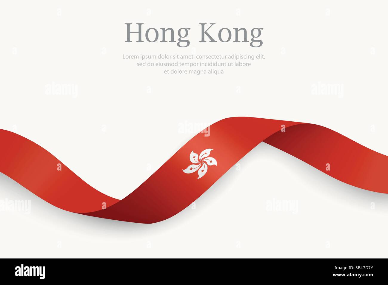 Hk Ribbon Hong Kong flag on Waving ribbon. Template for independence day Stock ...