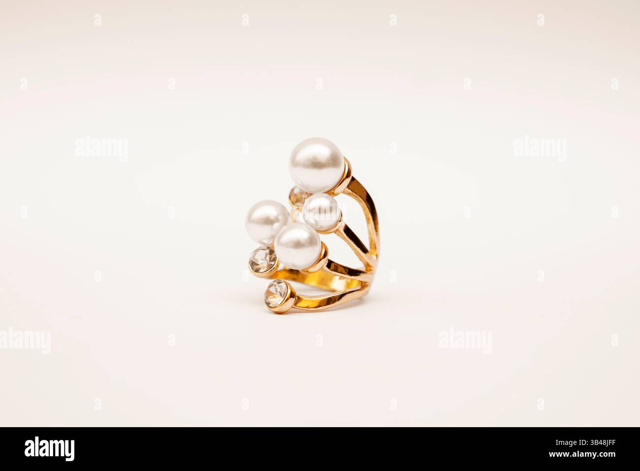 Bold Fashion Ring with white pearls Modern Aesthetic isolated on white ...