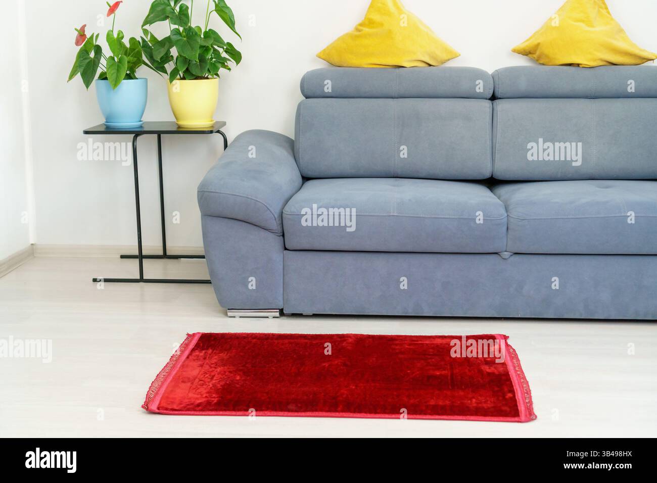 prayer rug used for worship in Islam at home. A place for praying salat ...