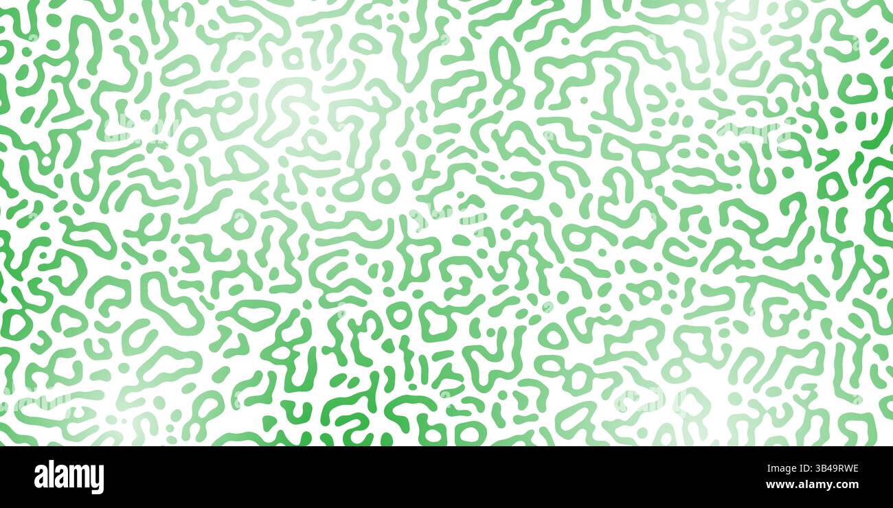 Vector Generative algorithm psychedelic green background. Reaction-diffusion or turing pattern formation. Organic lines in memphis. Unique texture of Stock Vector